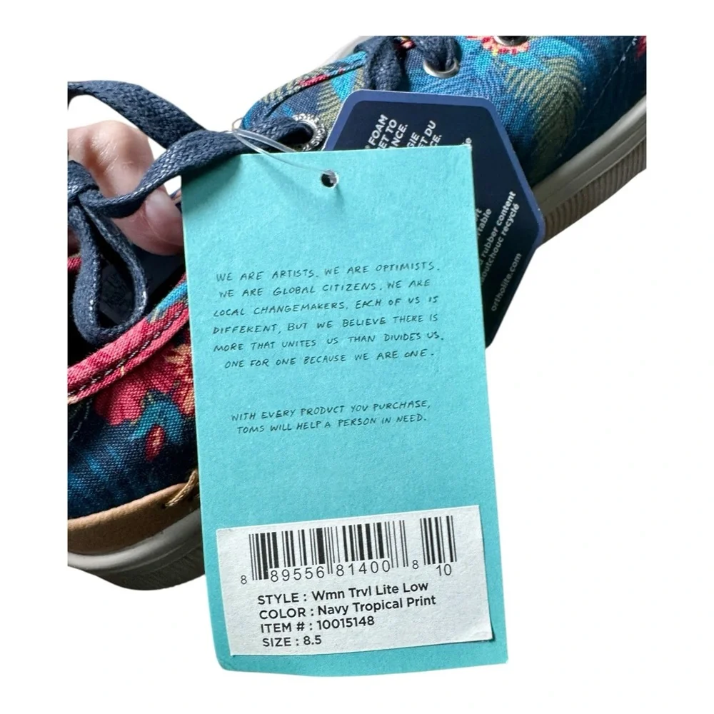 New‎ TOMS Navy Tropical Print Trvl Lite Low Top Sneakers Women’s 8.5
